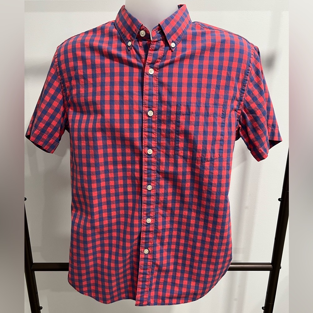 J Crew Gingham Short Sleeve Button Down | medium